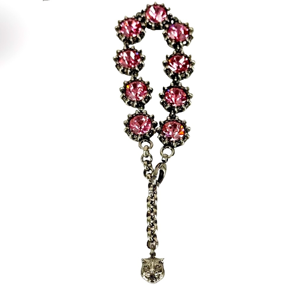 Gucci Pink Crystal Silver Tone Bracelet - Picture 2 of 6